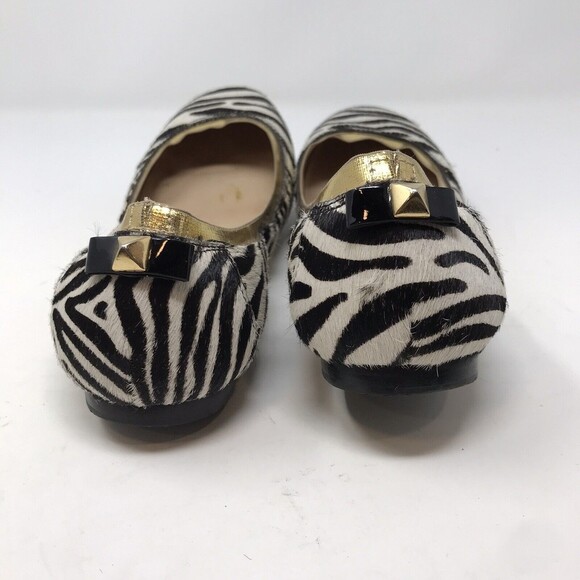 Kate Spade New York Gold Trim Calf Hair Flats Animal Print Skip on Shoes Sz 7.5 - Picture 6 of 10
